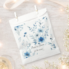 Bolsa De Papel Boda floral azul elegante