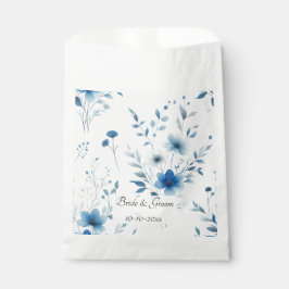 Bolsa De Papel Boda floral azul elegante