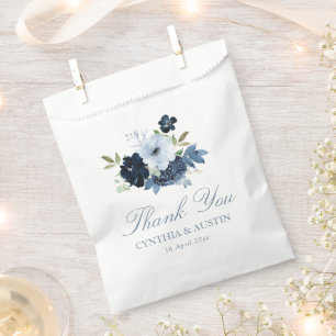 Bolsa De Papel boda floral azul marino