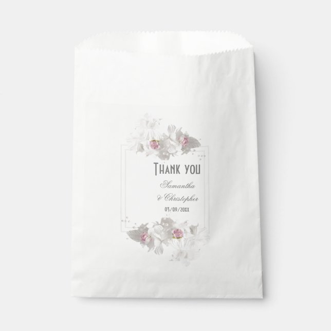 Bolsa De Papel Boda floral blanco (Anverso)