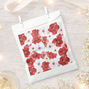 Bolsa De Papel Boda Floral Blanco Rojo