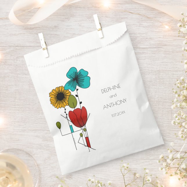 Bolsa De Papel Boda floral contemporáneo Art Noveau (Cortado)