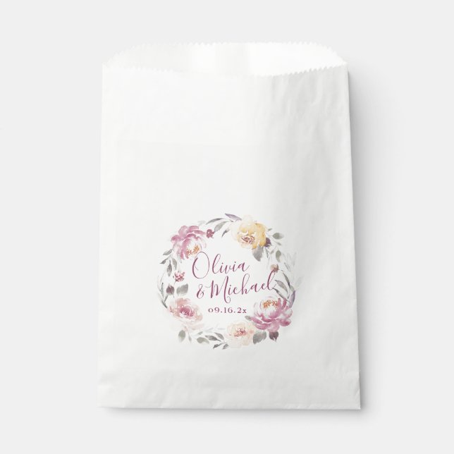 Bolsa De Papel Boda floral de acuarela de jardín romántico (Anverso)