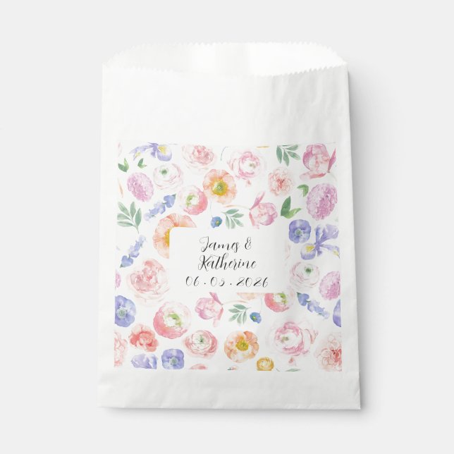 Bolsa De Papel Boda floral de acuarela de primavera (Anverso)