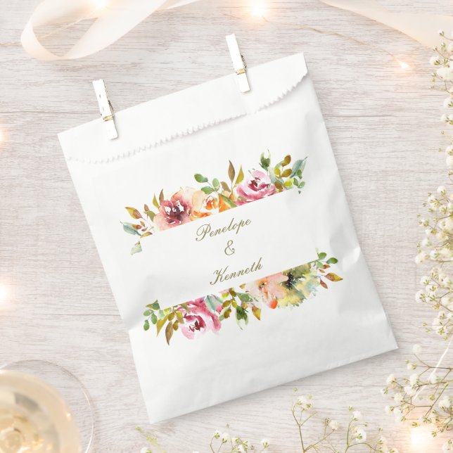 Bolsa De Papel Boda floral de acuarela rusa personalizado (Cortado)
