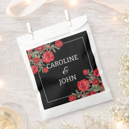 Bolsa De Papel Boda floral de color rosa rojo