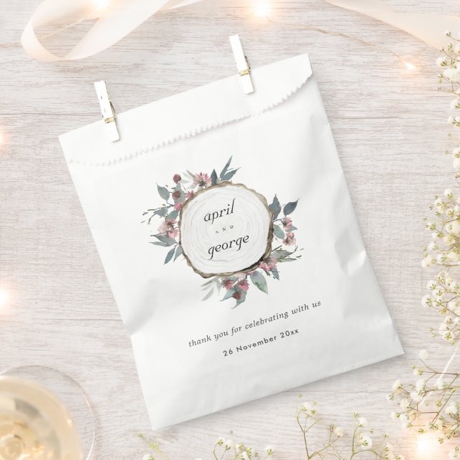 Bolsa De Papel Boda floral de eucaliptos rosados rojos de madera  (Cortado)