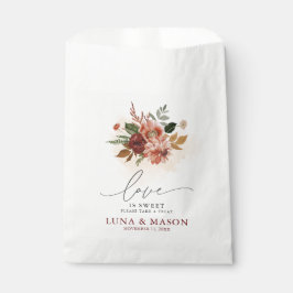 Bolsa De Papel Boda Floral de Fall Burgundy y Terracotta