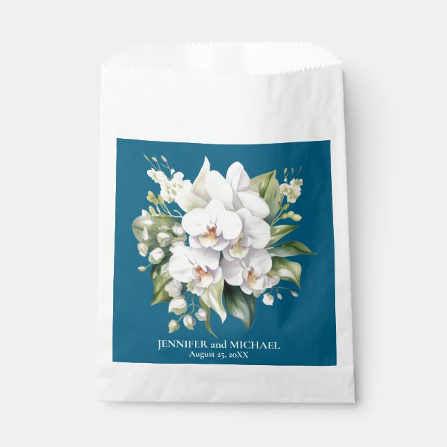 Bolsa De Papel Boda floral de flores de orquídeas blancas (Anverso)