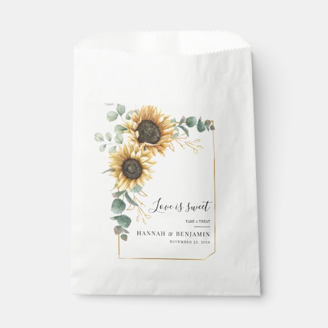Bolsa De Papel Boda Floral de girasol Eucalyptus Greenerenery (Anverso)