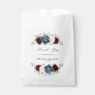 Bolsa De Papel Boda floral de marfil blanco de borgoña azul pizar