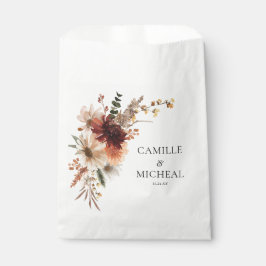 Bolsa De Papel Boda floral de otoño Borgoña