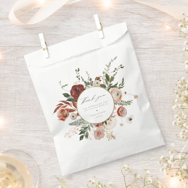 Bolsa De Papel Boda floral de otoño gracias (Cortado)