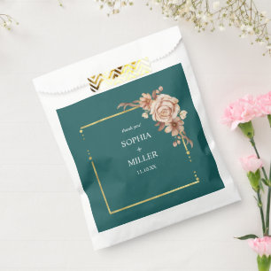 Bolsa De Papel Boda floral de terracota acuarela azul verdoso oto