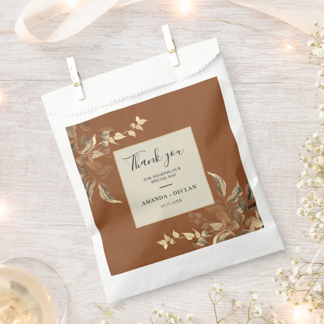 Bolsa De Papel Boda Floral de Wild Leaves Terra Cotta (Cortado)