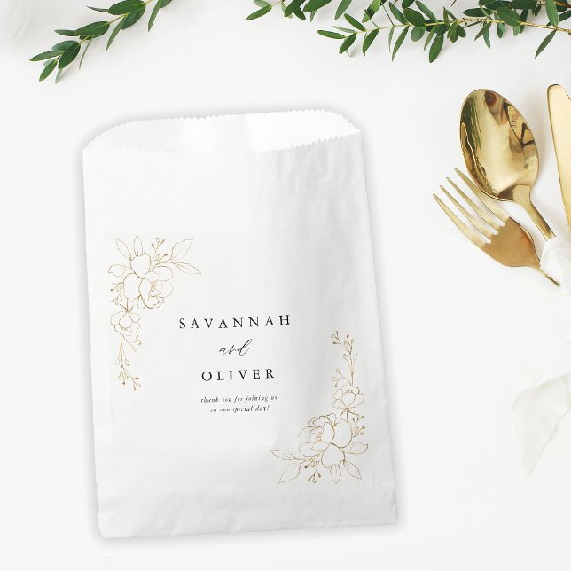 Bolsa De Papel Boda floral dorado (Subido por el creador)