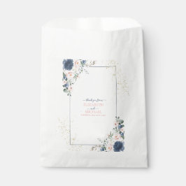 Bolsa De Papel Boda floral dorado rosa Rubor azul turbio claro