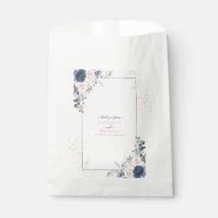 Bolsa De Papel Boda floral dorado rosa Rubor azul turbio claro