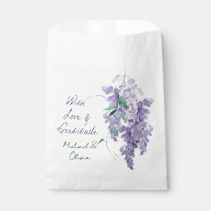 Bolsa De Papel Boda floral elegante de acuarela púrpura personali