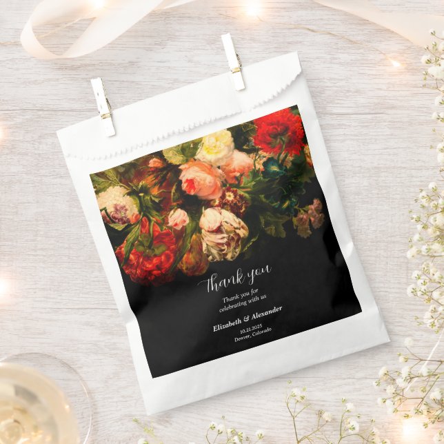 Bolsa De Papel Boda floral elegante y romántico oscuro (Cortado)