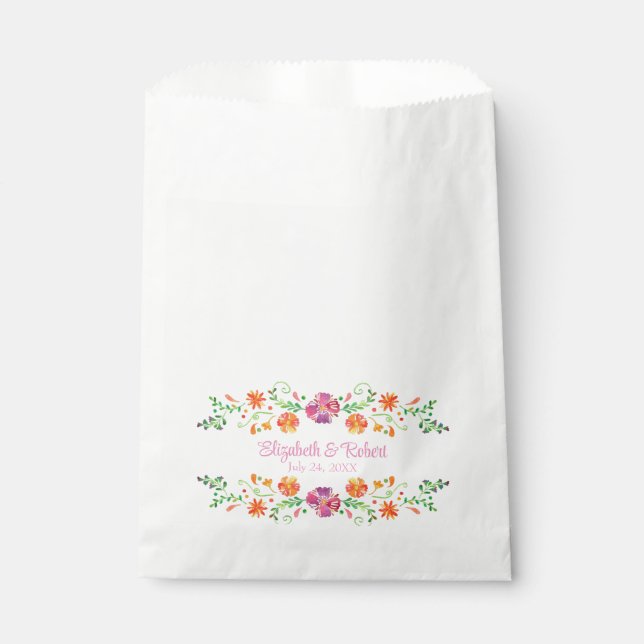 Bolsa De Papel Boda floral Fiesta Mexicana Rosa (Anverso)