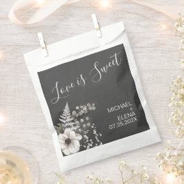 Bolsa De Papel Boda floral gris oscuro y blanco