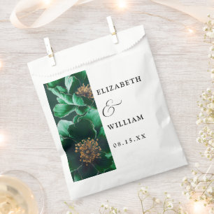 Bolsa De Papel Boda floral moderno elegante verde esmeralda