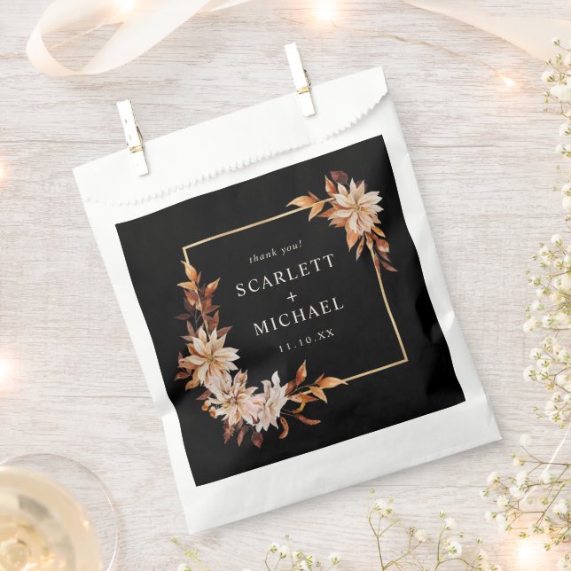 Bolsa De Papel Boda Floral Negra (Cortado)