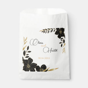 Bolsa De Papel Boda floral negro y blanco moderno