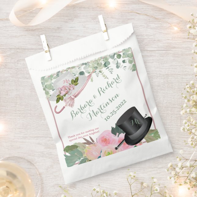 Bolsa De Papel Boda floral romántico rosa Rubor (Cortado)