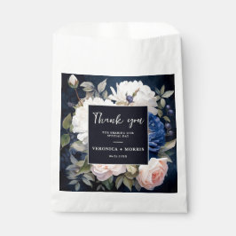 Bolsa De Papel Boda floral rosa azul marino y turbio Rubor