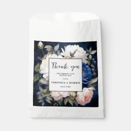 Bolsa De Papel Boda floral rosa azul marino y turbio Rubor