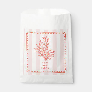 Bolsa De Papel Boda Floral Rosa Bouquet Stripe