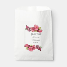 Bolsa De Papel Boda floral rosa rosado