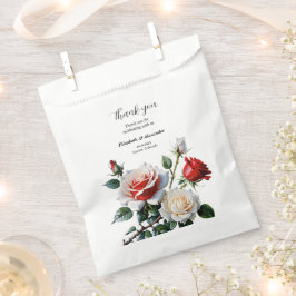 Bolsa De Papel boda floral rosas rojas blancas de color rosa boni