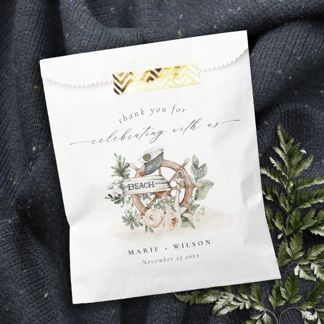 Bolsa De Papel Boda floral Rústico de la rueda del ancla náutica (Subido por el creador)