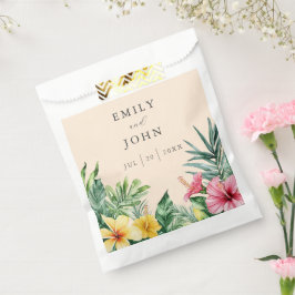 Bolsa De Papel Boda floral tropical elegante acuarela melocotón