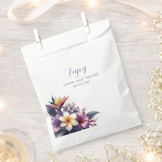 Bolsa De Papel Boda Floral Tropical - Gracias- (Cortado)