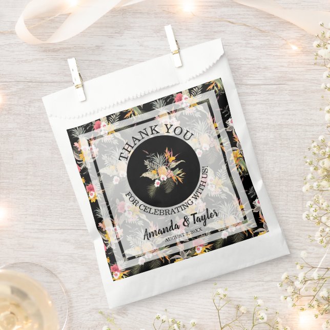 Bolsa De Papel Boda Floral Tropical Gracias (Cortado)