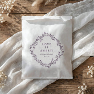 Bolsa De Papel Boda Floral Vintage Amor Oscuro Púrpura es Dulce