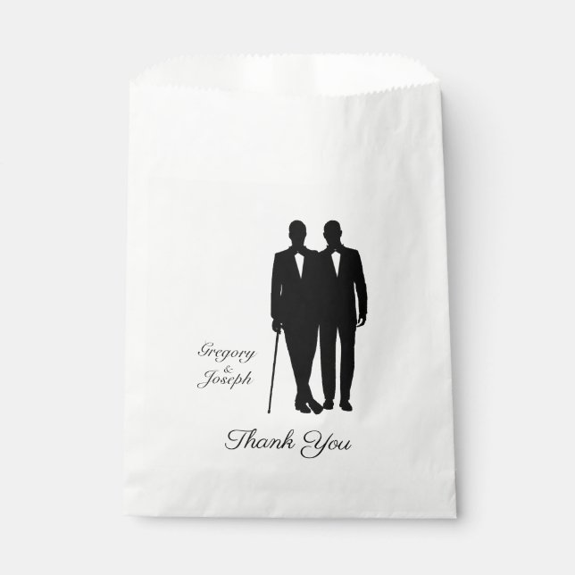 Bolsa De Papel Boda gay en Grooms con nombres gracias (Anverso)