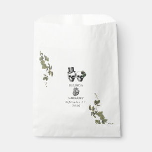 Bolsa De Papel Boda Gótica Corazón Floral Calaveras