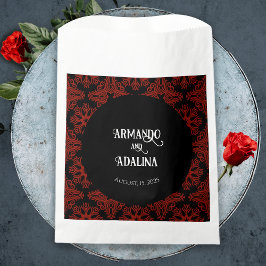 Bolsa De Papel Boda gótica gótica floral negra y roja elegante