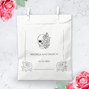 Bolsa De Papel Boda Gótico De Calavera Negra Y Blanca