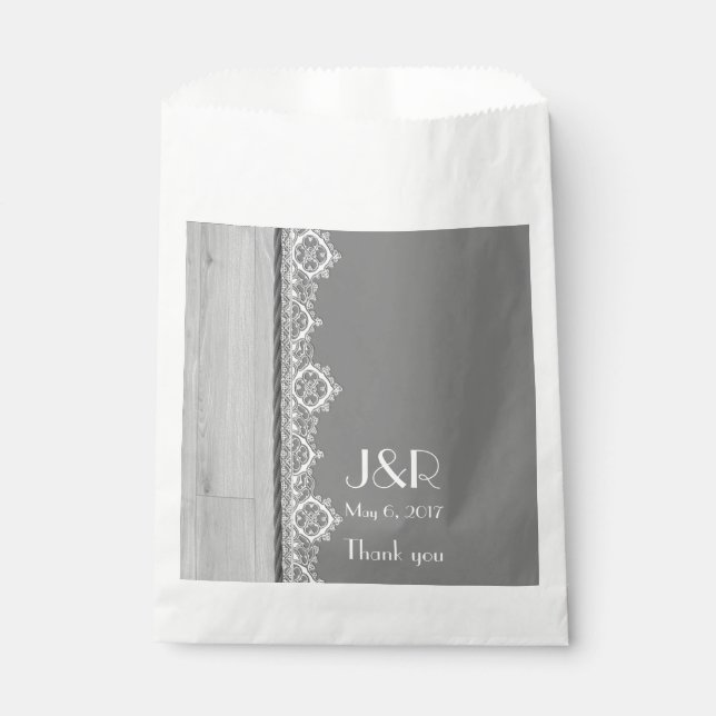 Bolsa De Papel Boda gris de encaje blanco romántico (Anverso)