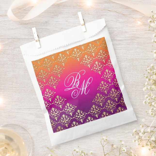 Bolsa De Papel Boda indio Naranja rosado púrpura (Cortado)