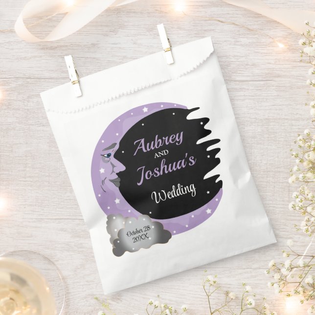 Bolsa De Papel Boda Lavanda sobre la Luna Personalizada (Cortado)