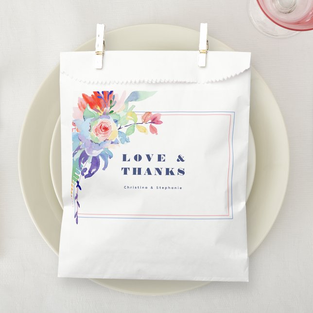 Bolsa De Papel Boda LGBTQ moderno con flores de arcoiris (Subido por el creador)