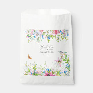 Bolsa De Papel Boda.Lilies y Boda de acuarela de pájaros