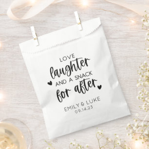 Bolsa De Papel Boda Love Laughter y Snack for after
